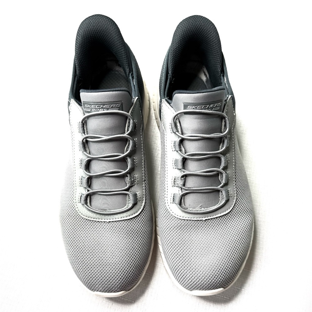 Skechers Men’s Gray Sneakers Mesh Slip-ins BOBS Sport Squad Chaos Sz 10